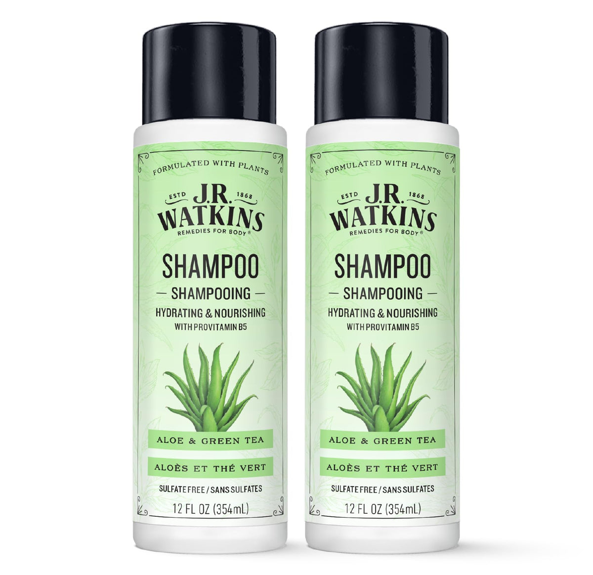 J.R. Watkins front packaging showing Aloe & Green Tea scent and benefits