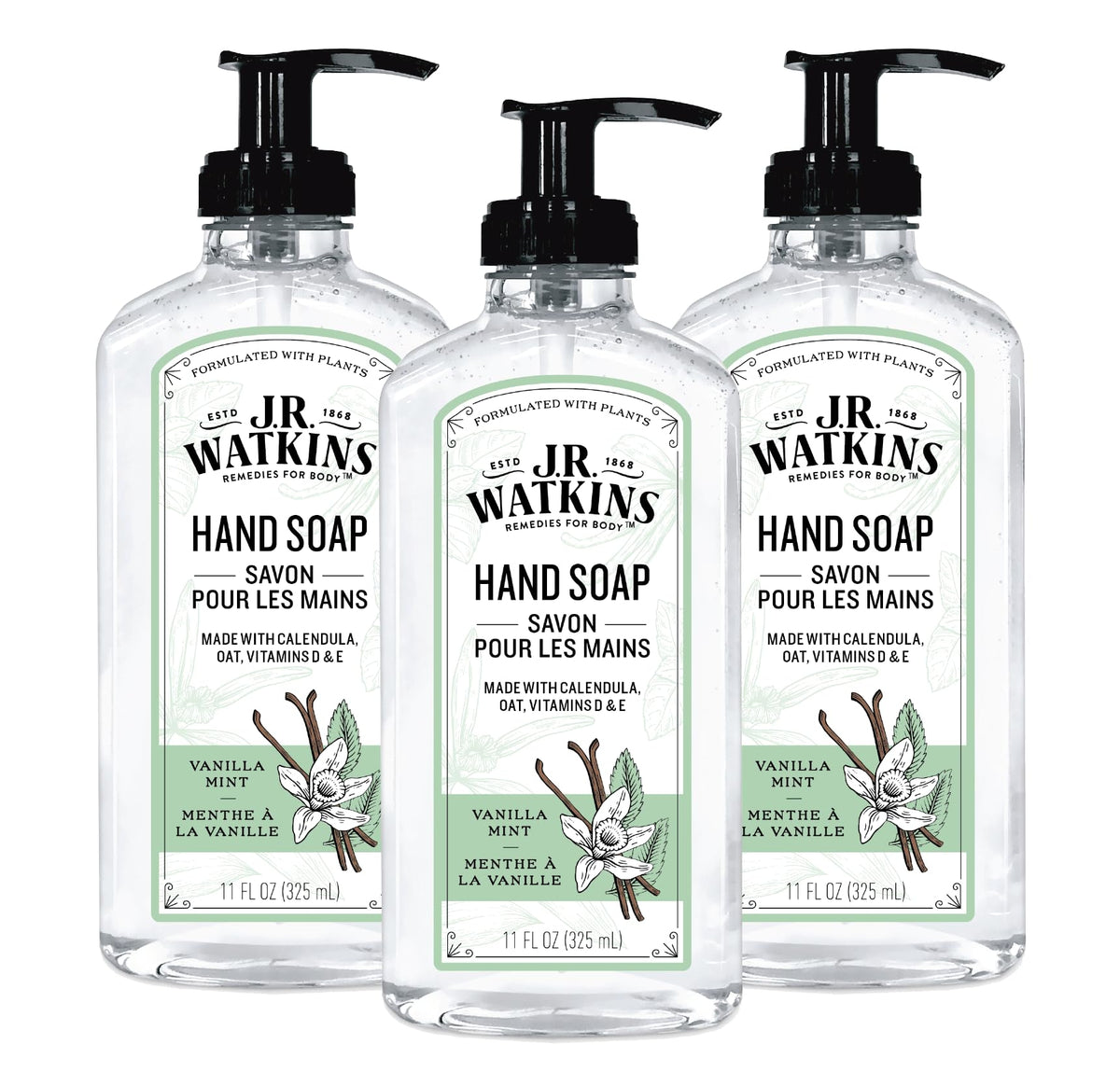 J.R. Watkins front packaging showing bottle and scent for tidy sinks