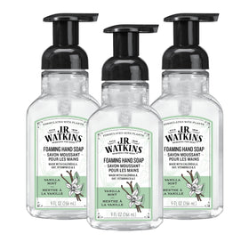 J.R. Watkins front packaging showing Vanilla Mint and moisturizing benefit