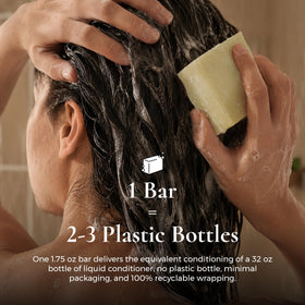 J·R·LIGGETT'S conditioner bar next to argan and coconut oils shows nourishing ingredients