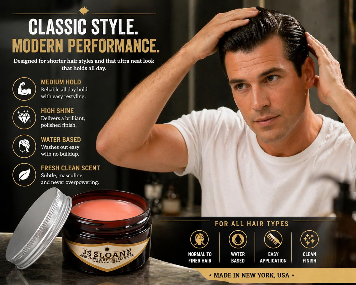 JS Sloane pomade on fingers demonstrating spreadability and lightweight control