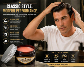 JS Sloane pomade on fingers demonstrating spreadability and lightweight control