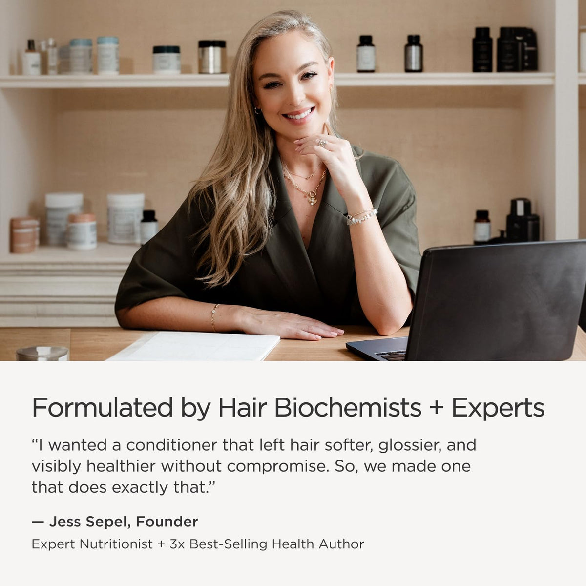 JSHealth conditioner bottle placed beside matching shampoo to show routine pairing
