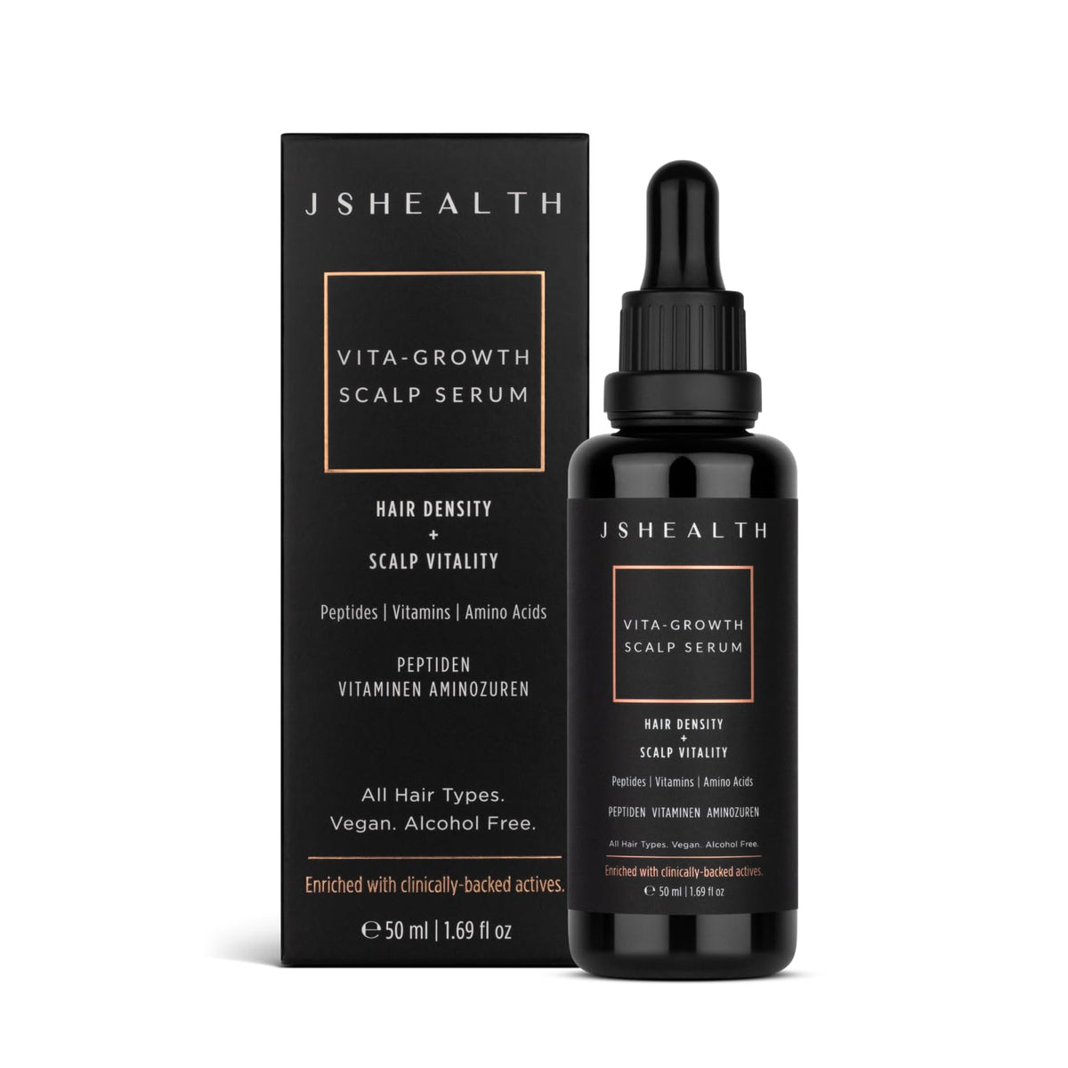 JSHealth bottle front packaging showing branding and benefits