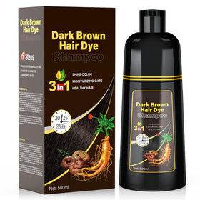 JUANCHI front bottle showing 500ml dark brown shampoo and easy-use benefit