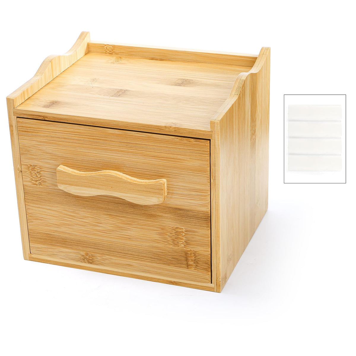 jucoan bamboo container open drawer with towels visible for fast single-towel access