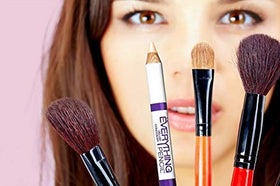 Judith August person using pencil at mirror in lifestyle scene showing quick daily use benefit