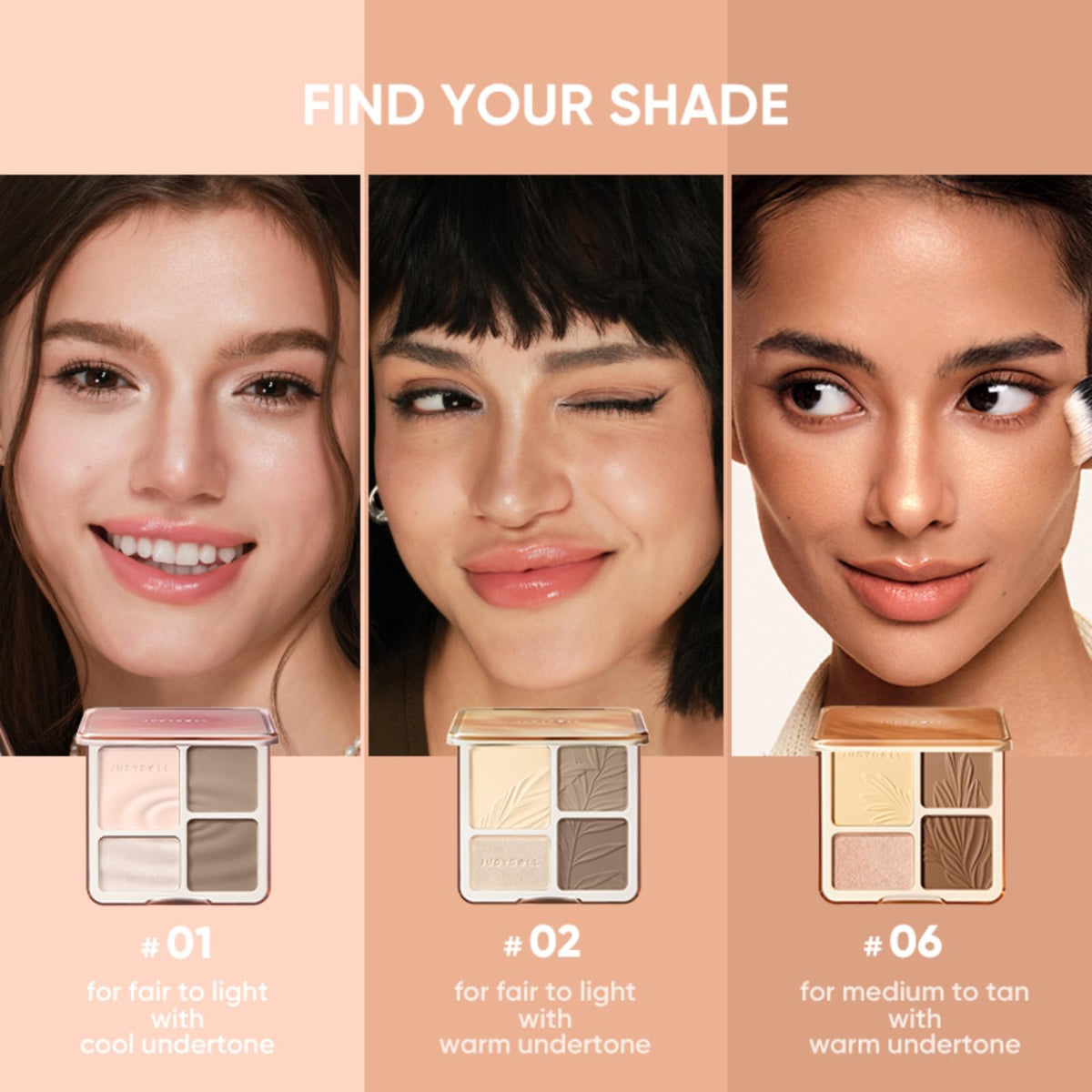 JUDYDOLL application on cheekbone demo showing natural sculpting result