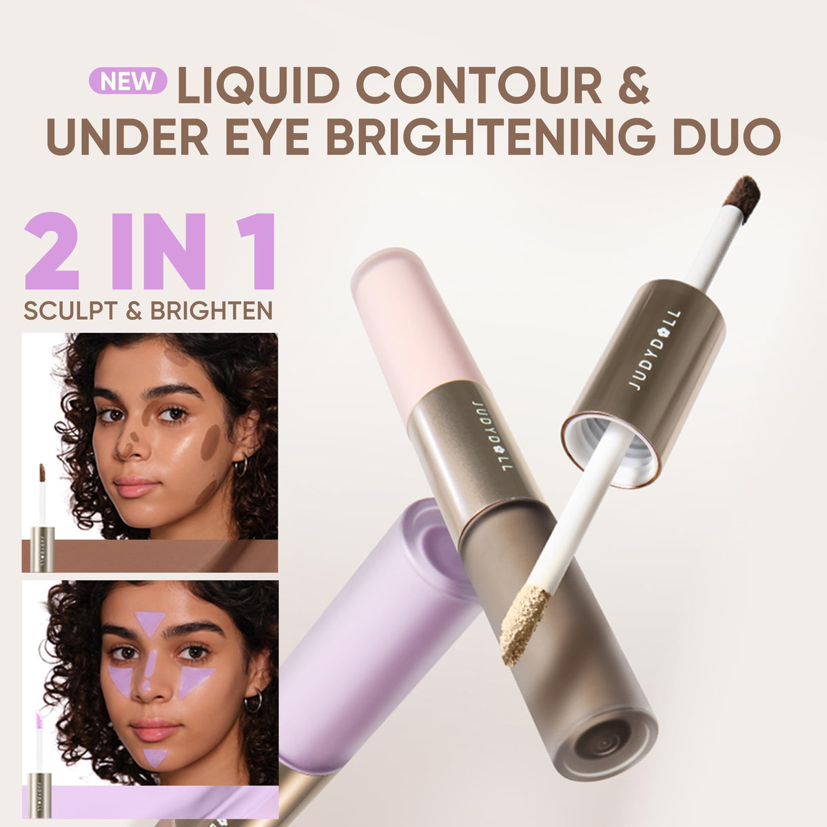 JUDYDOLL application under eye demonstrating brightener for refreshed appearance