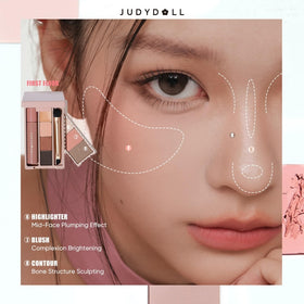 JUDYDOLL contour and highlighter pans closeup for natural sculpting
