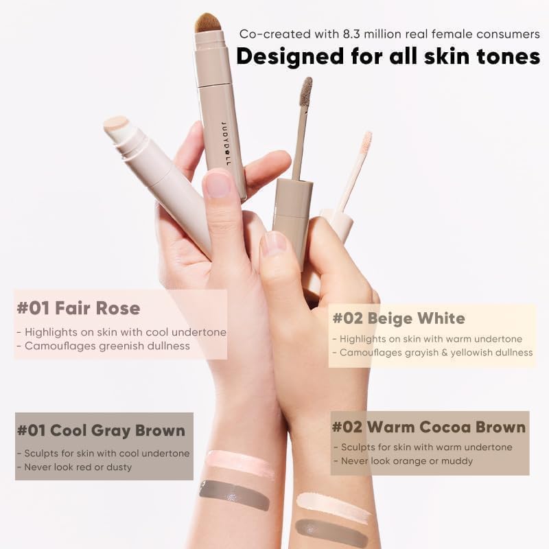 JUDYDOLL daytime to nighttime look showing long-lasting contour and highlight wear