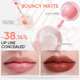 JUDYDOLL lip application on model demonstrating velvet matte finish