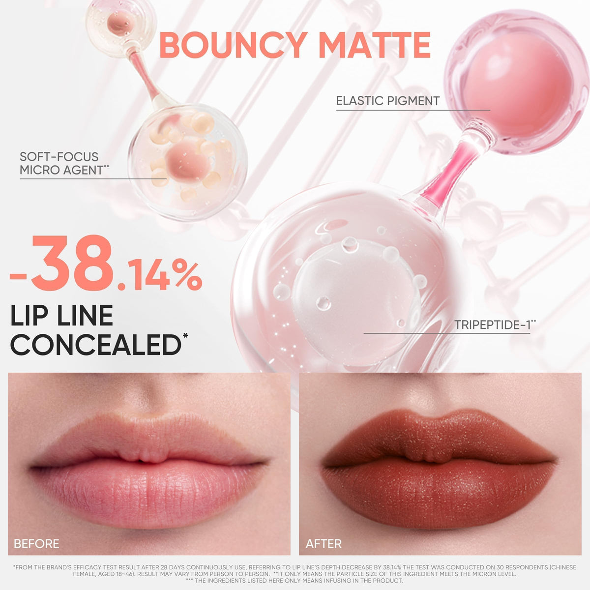 JUDYDOLL on lips in evening lighting showing photo-ready finish benefit