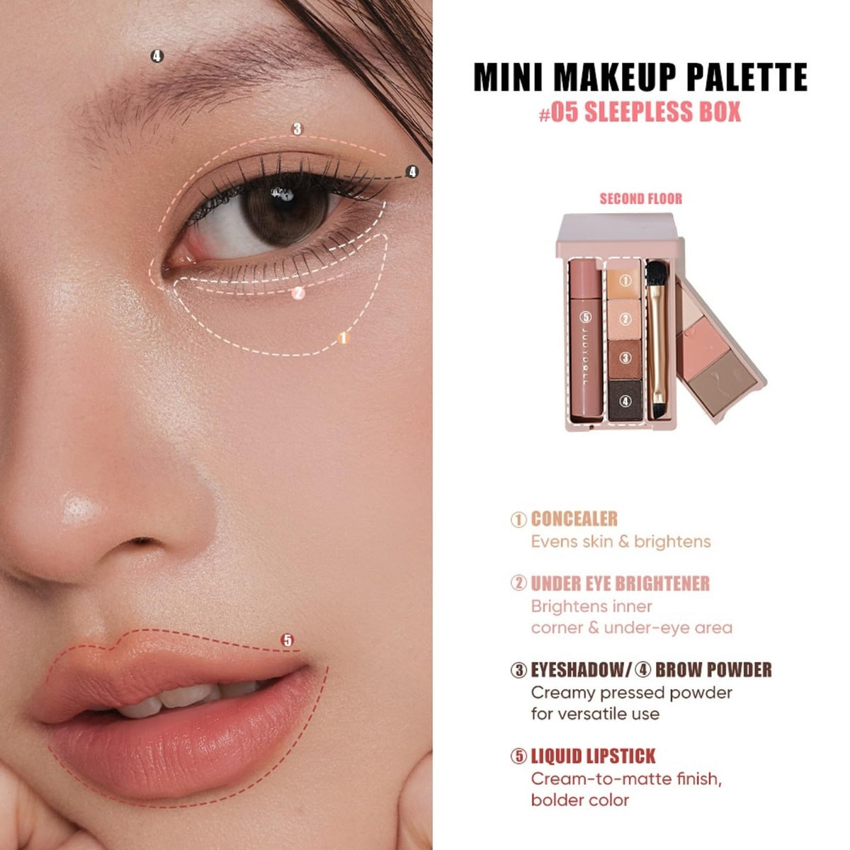 JUDYDOLL lip tint and mascara detail showing smooth color payoff