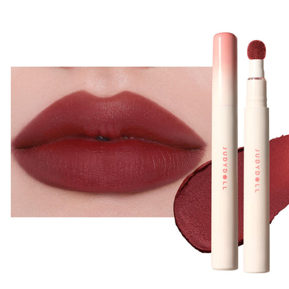 JUDYDOLL front packaging showing bold Red Velvet shade and compact case for convenience