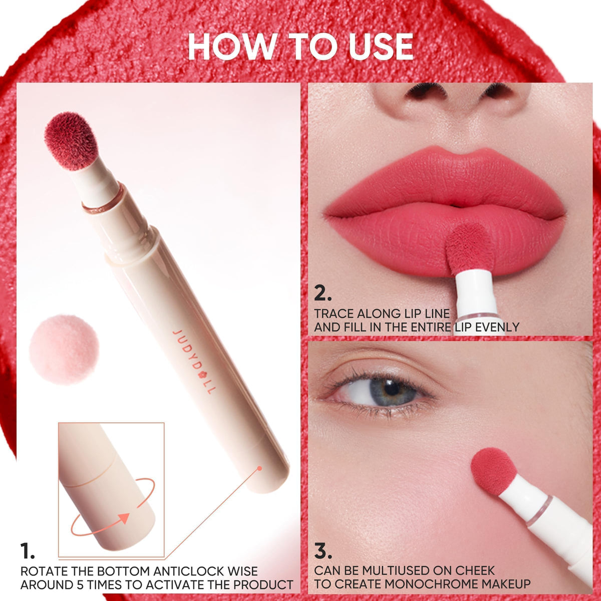 JUDYDOLL open tube displaying velvet cream texture that spreads evenly