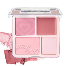 JUDYDOLL palette front open showing four pans and compact for quick touch-ups