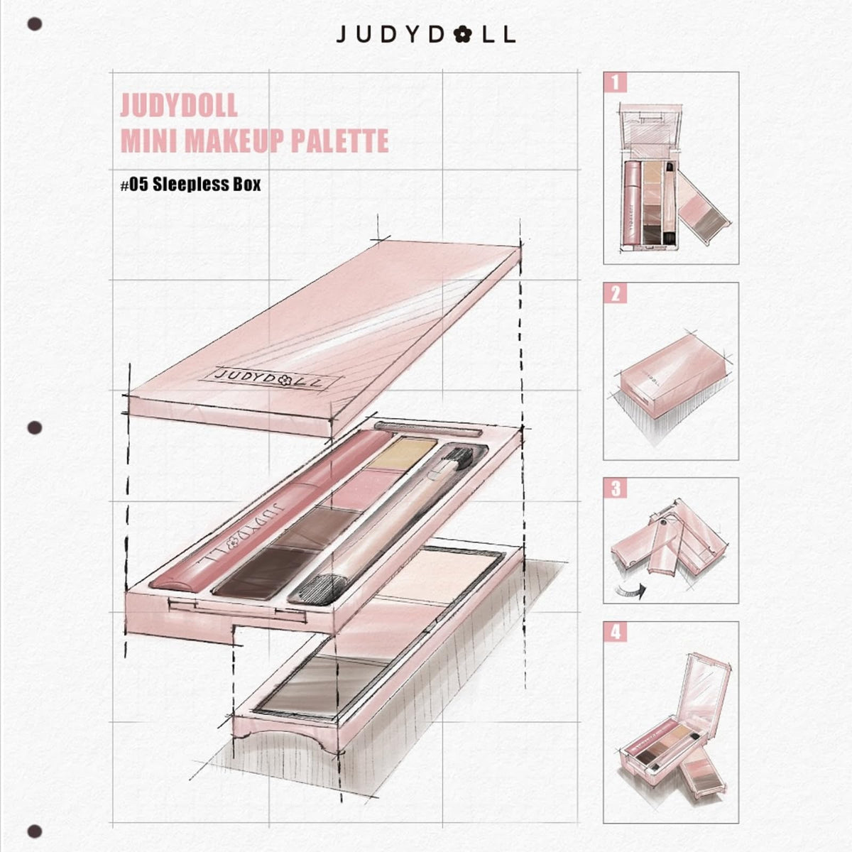 JUDYDOLL open palette layout showing organized zones for quick application