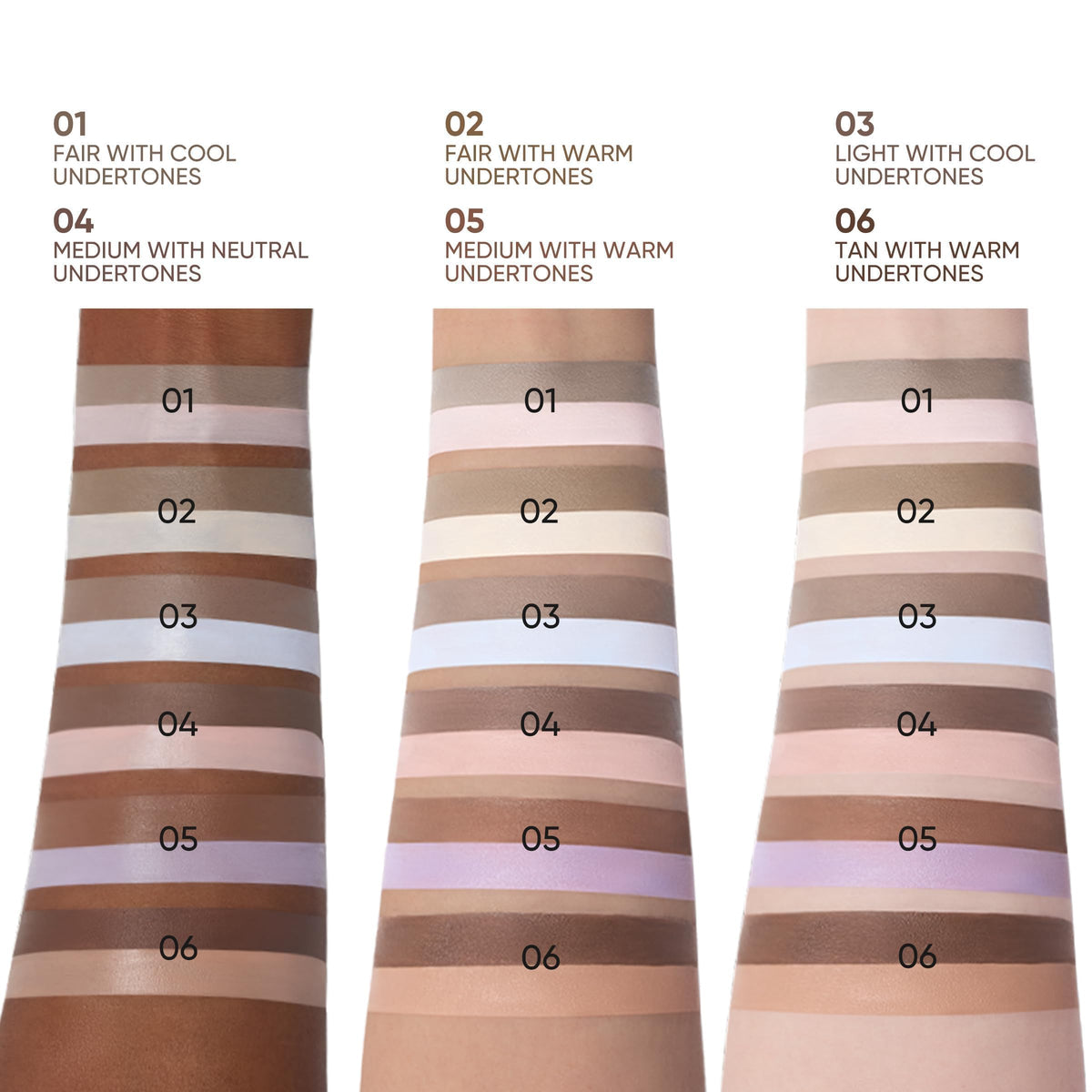 JUDYDOLL texture swatches on fair skin showing blendable formula benefits