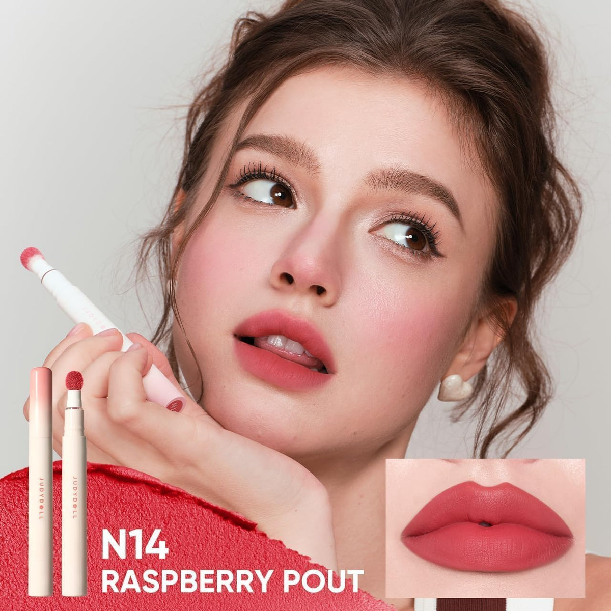 JUDYDOLL texture swipe on skin showing smooth, non-patchy finish