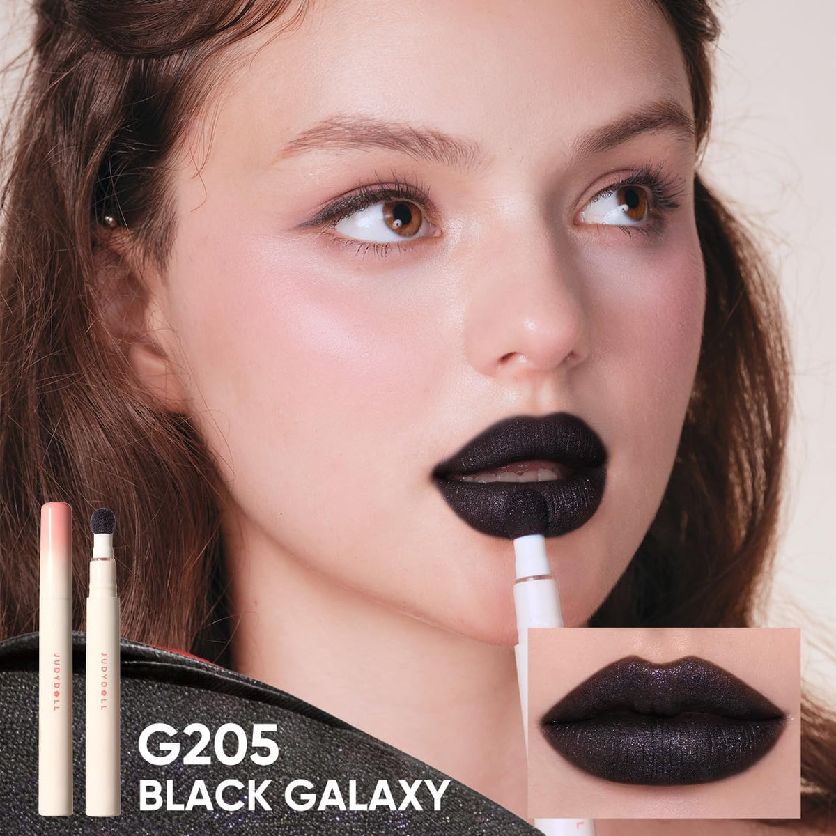 JUDYDOLL texture swipe demonstrating velvety matte finish and smooth glide