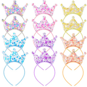 Juexica front packaging showing 12 colorful crown headbands for parties
