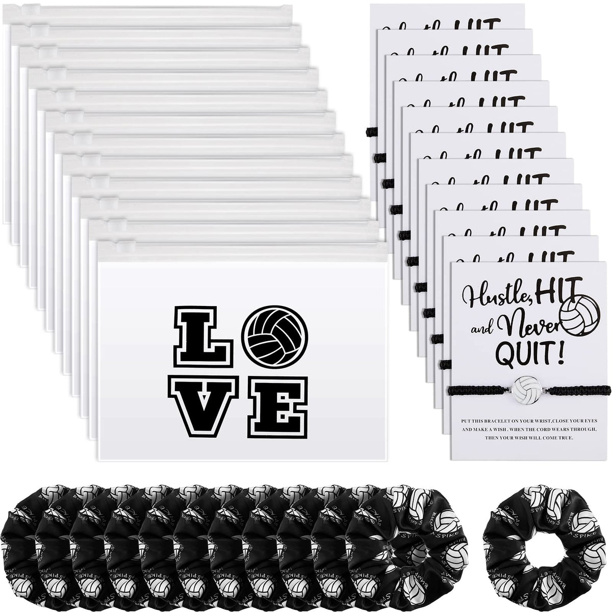 Juexica front packaging showing complete 36-piece volleyball favor set and convenience