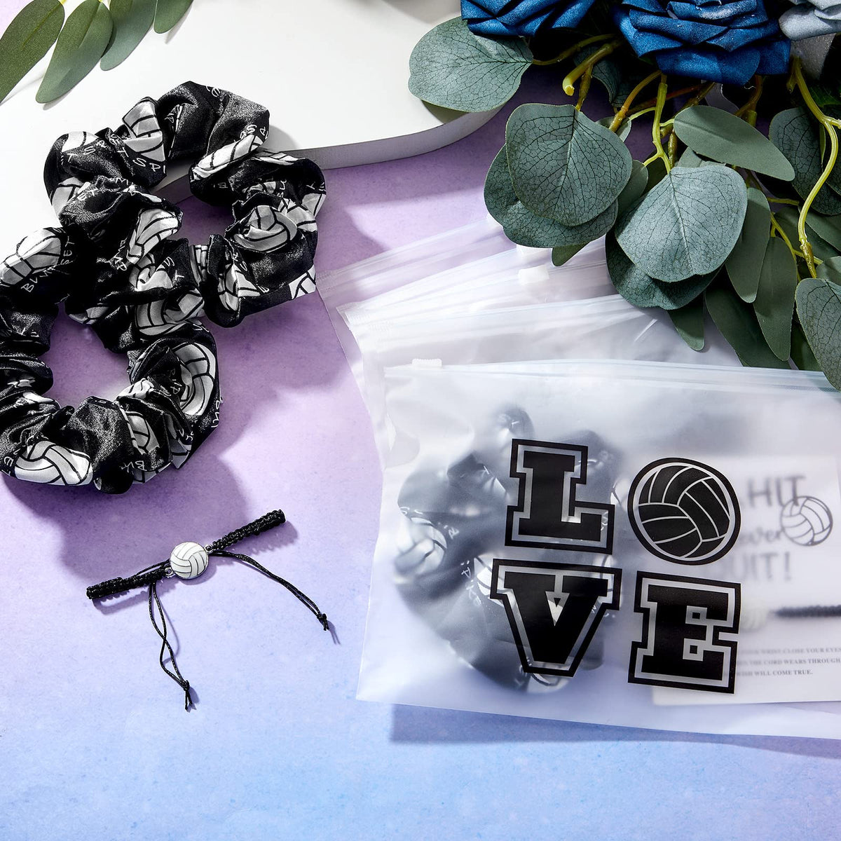 Juexica lifestyle photo of teammates wearing scrunchies and bracelets promoting team unity