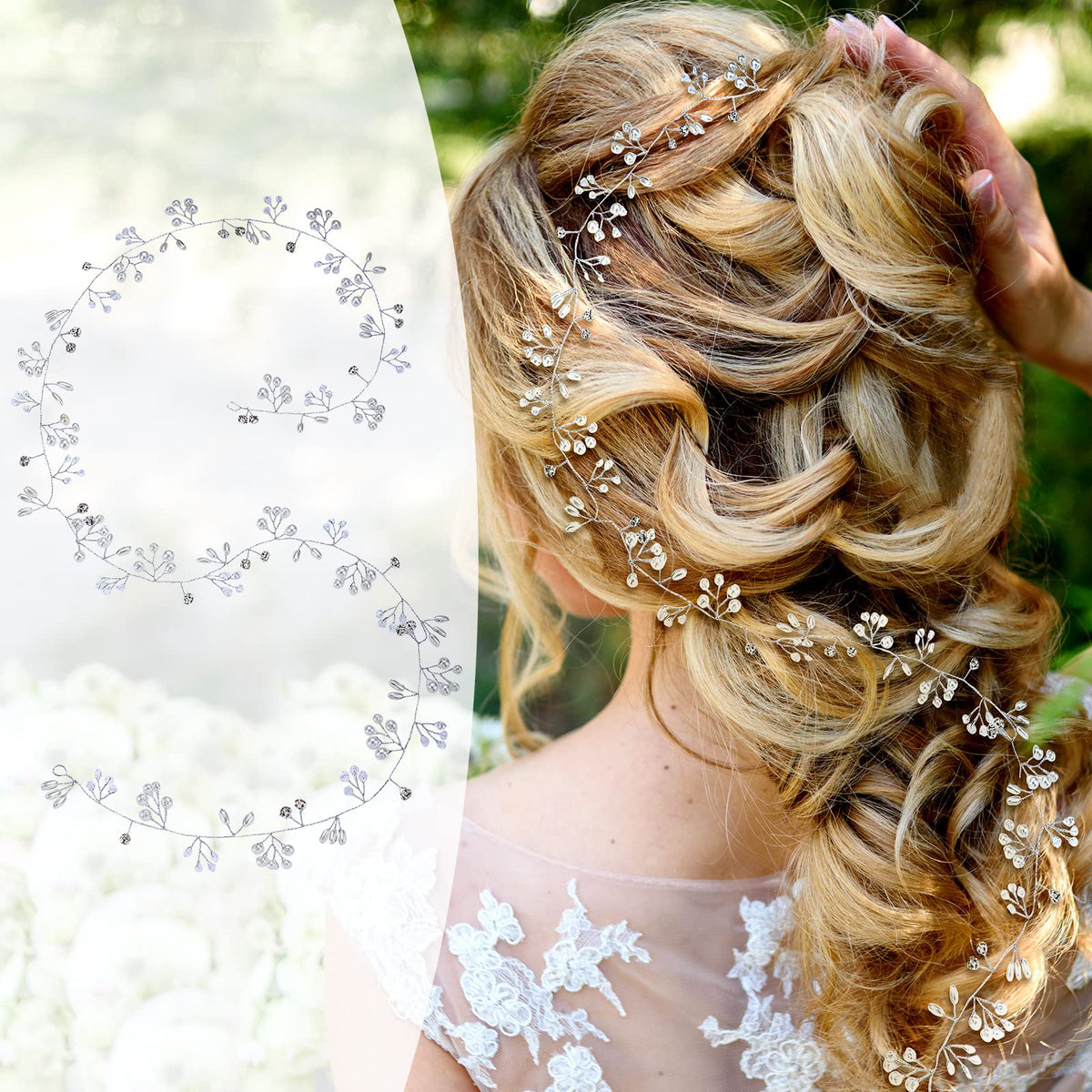 Juexica grouped pearl flower updo forks showing decorative detail for textured styles