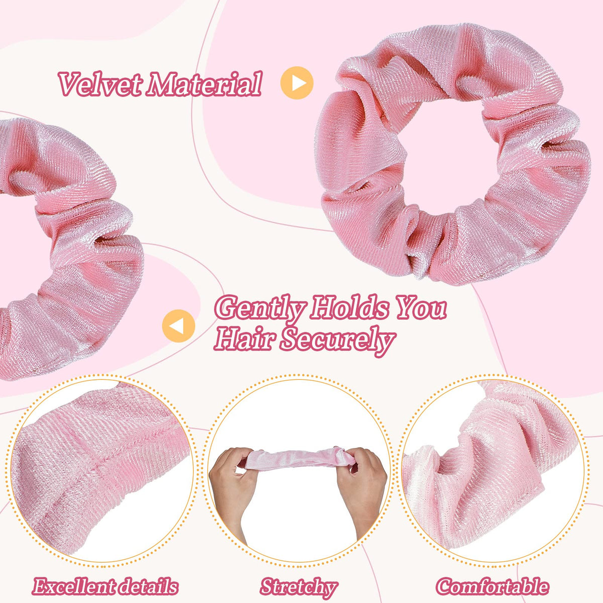 Juexica stretched scrunchie demonstrating elastic strength and stretch