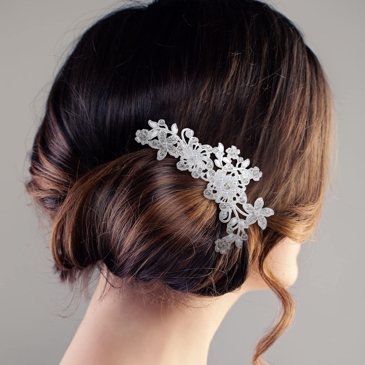 Juexica two U-shaped pins with bridal side comb displayed for anchoring strong updos
