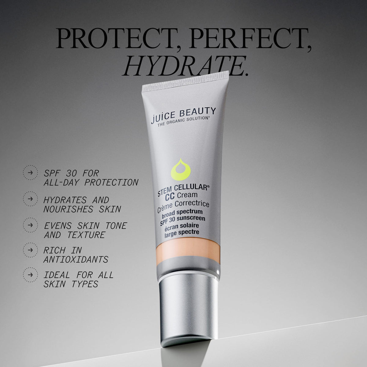 Juice Beauty dispensing zinc-based CC cream demonstrating easy application