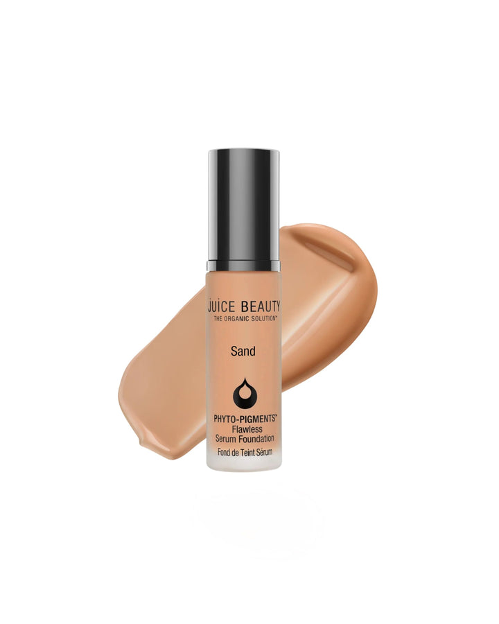Juice Beauty front bottle showing shade 14 Sand and packaging benefits