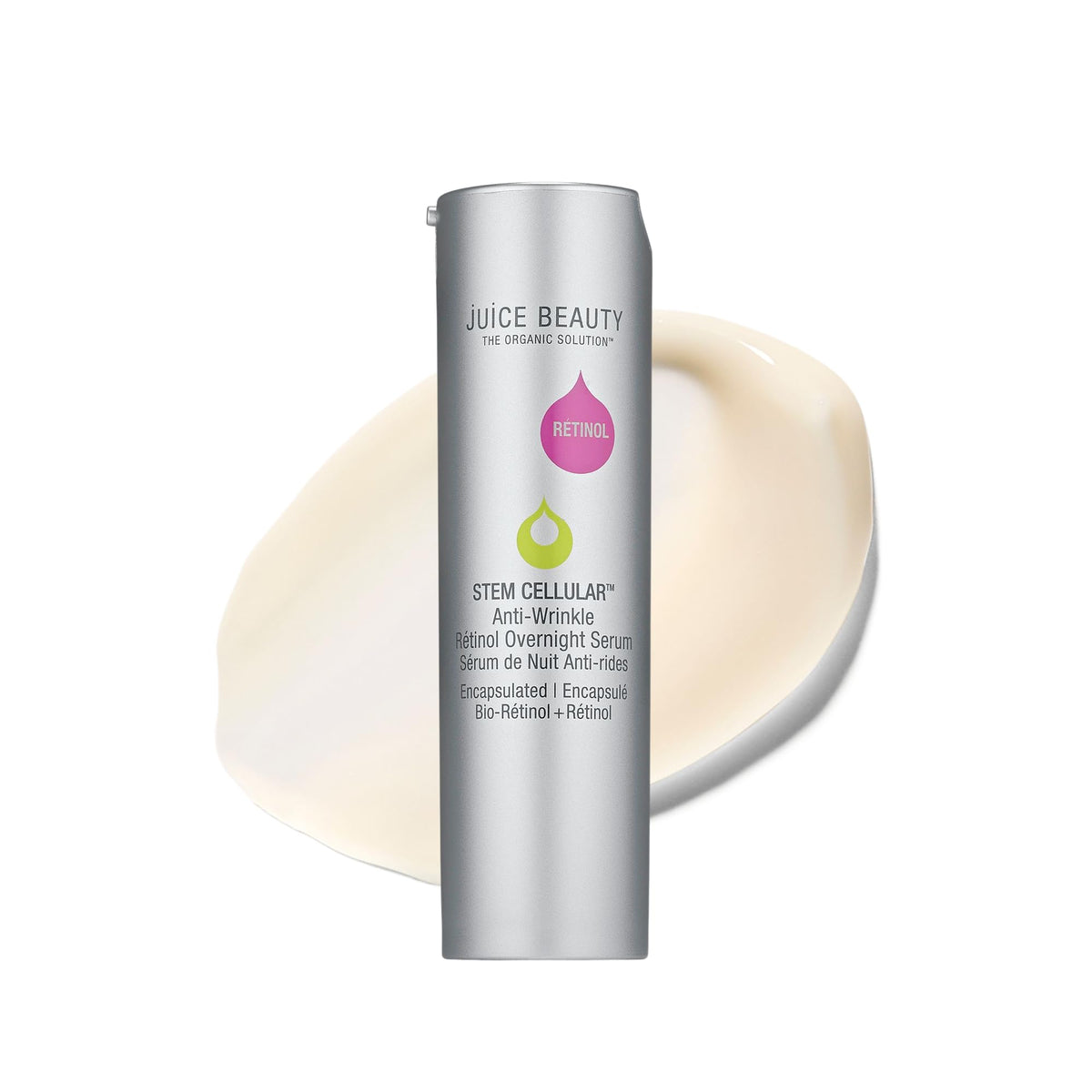Juice Beauty front bottle showing stem cellular serum and benefits