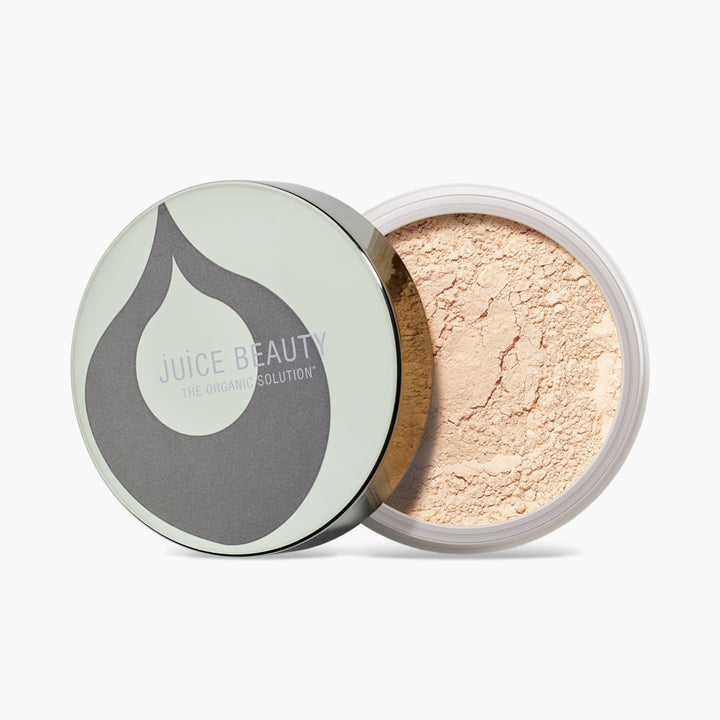 Juice Beauty front compact showing translucent powder and label with clean finish