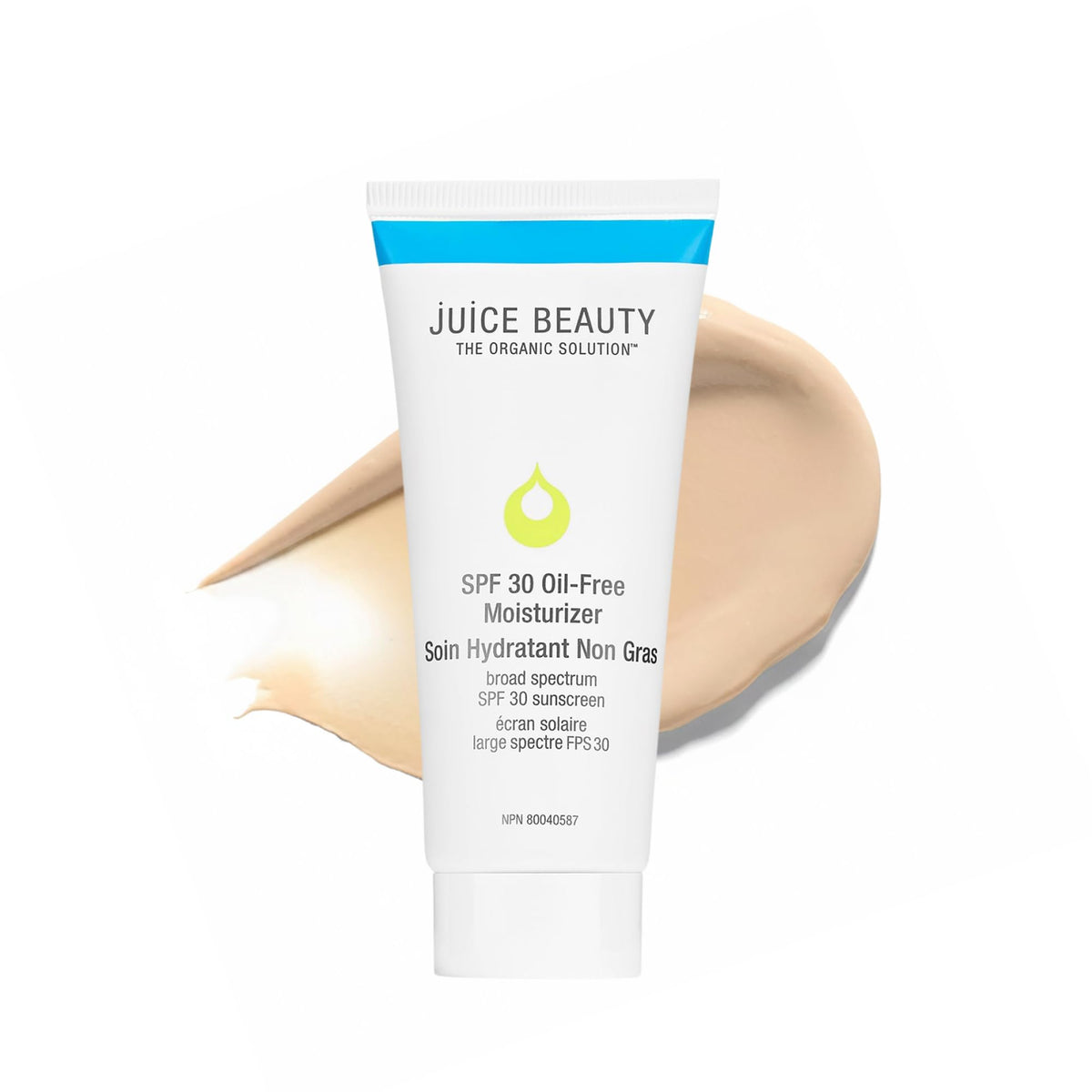 Juice Beauty front packaging showing 60ml tube and clear SPF labeling