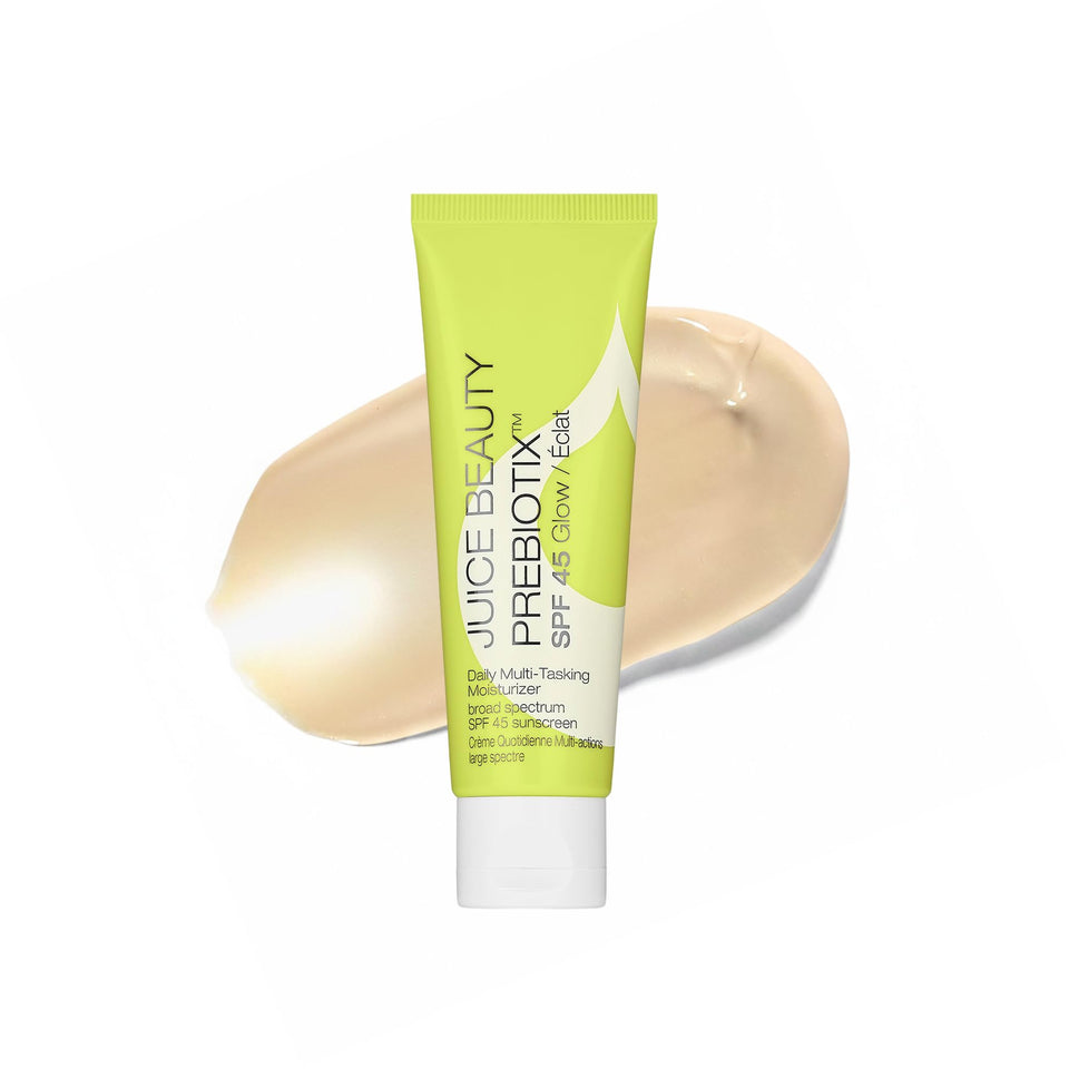 Juice Beauty front packaging of PREBIOTIX SPF 45 showing sleek tube and benefit