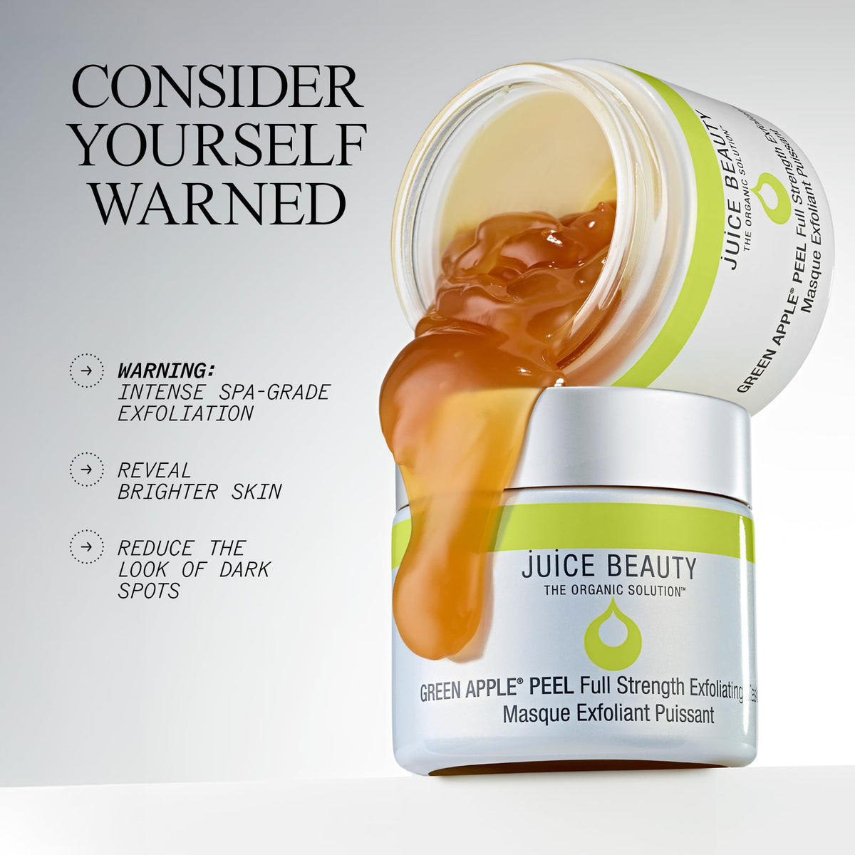 Juice Beauty model peeling off mask illustrating pore-clearing action