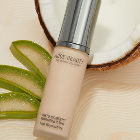 Juice Beauty primer being blended on cheek, demonstrates pore-blurring and luminous effect