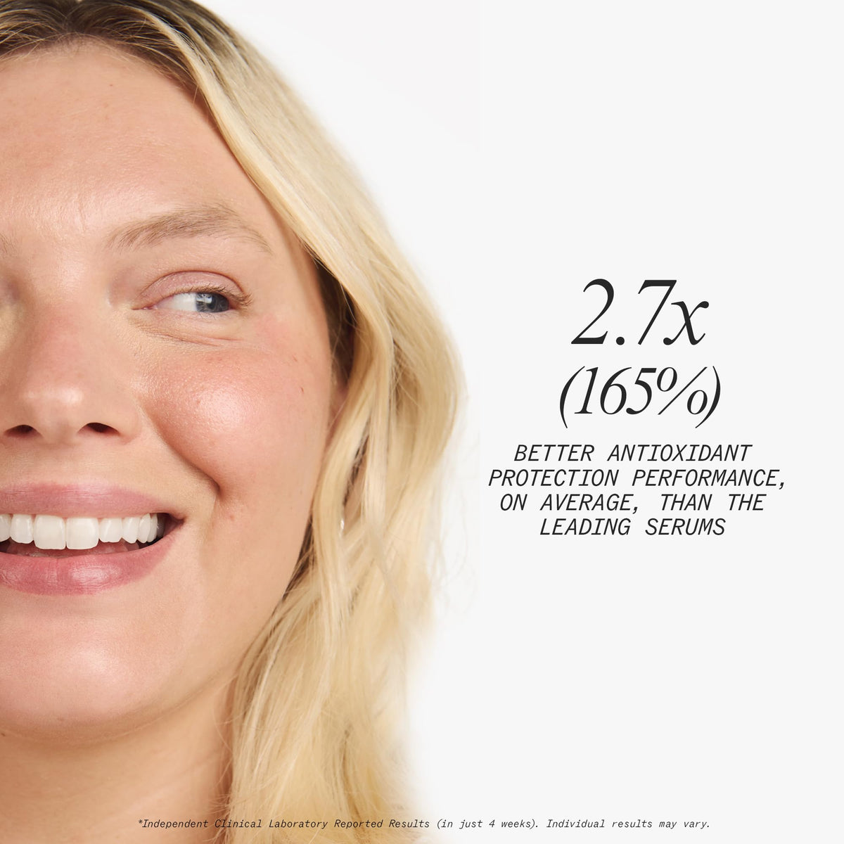 Juice Beauty serum applied on hand, illustrates smoothing and hydrating benefit