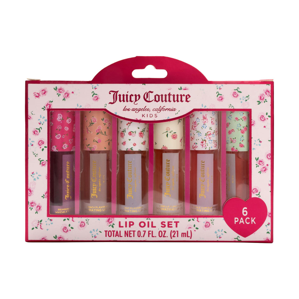 Juicy Couture floral packaging front view showing six tubes and gift appeal