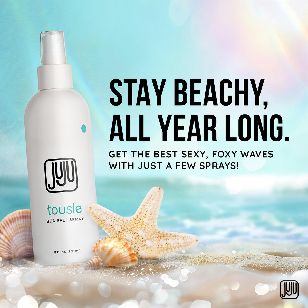 JUJU CHAN spray in use on model creating surfer-style tousled waves