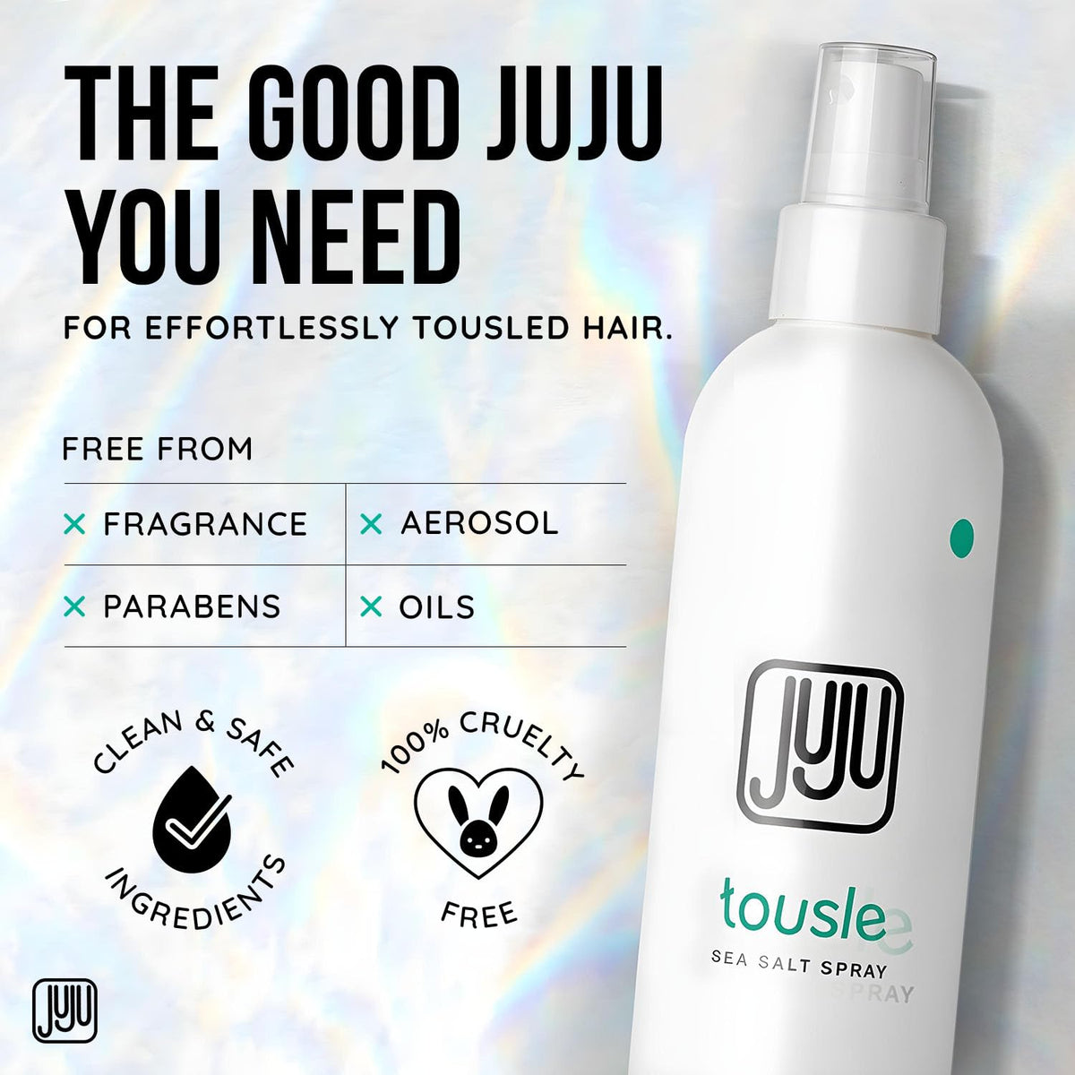 JUJU CHAN spray nozzle close-up highlighting even mist for lightweight texture