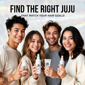 JUJU CHAN bottle inside toiletry bag depicting travel-friendly styling option