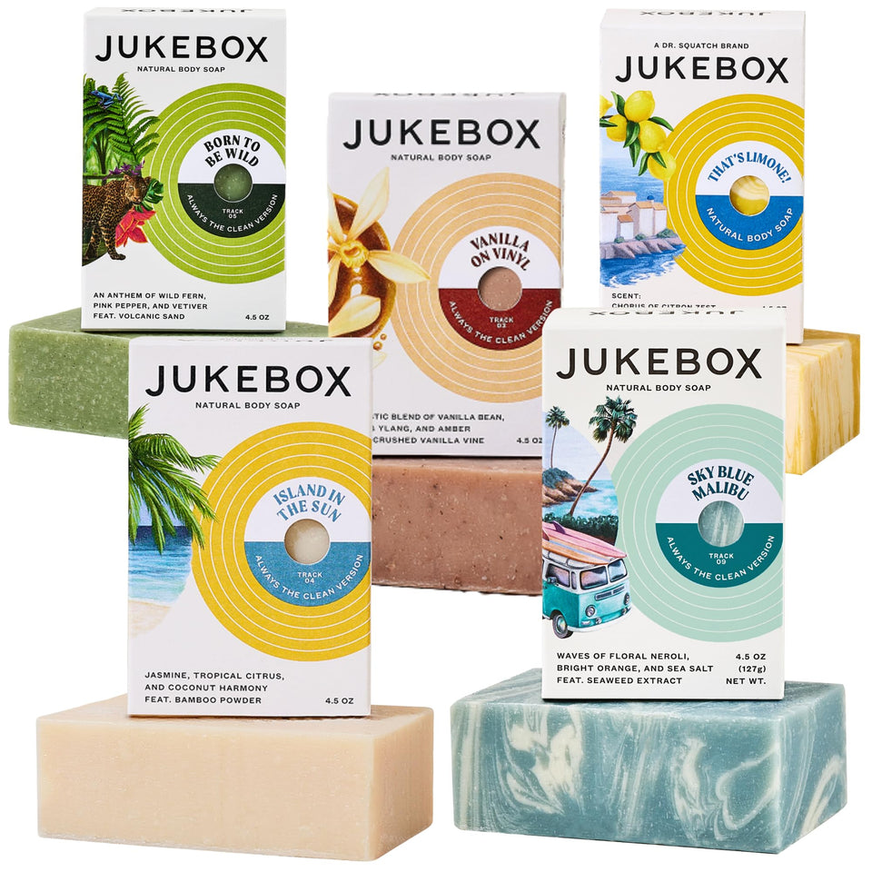 JUKEBOX front packaging 5-pack showing variety and natural benefits