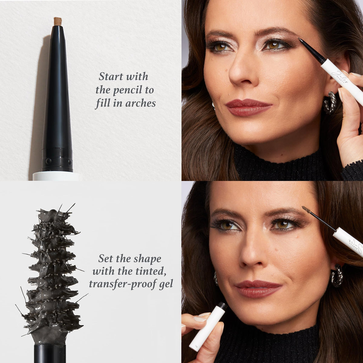 Julep pencil tip close-up creating hair-like strokes for precise shaping