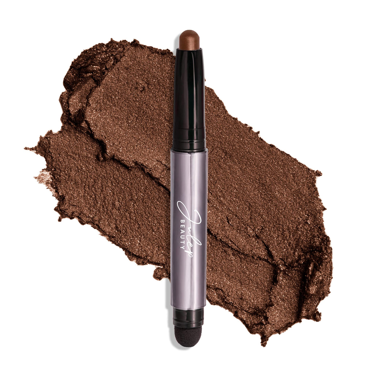Julep front packaging showing cocoa shimmer stick and clear branding benefit portability
