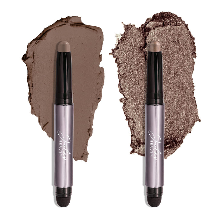Julep front packaging showing the Taupe Shimmer and Stone eyeshadow sticks for versatile looks