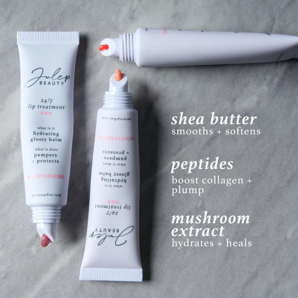 Julep shea butter ingredient pots conveying deep moisturization benefit