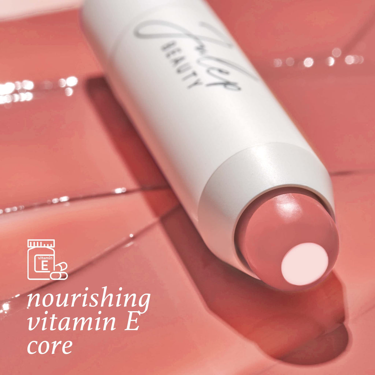 Julep tinted balm on lips showing natural glossy finish benefit